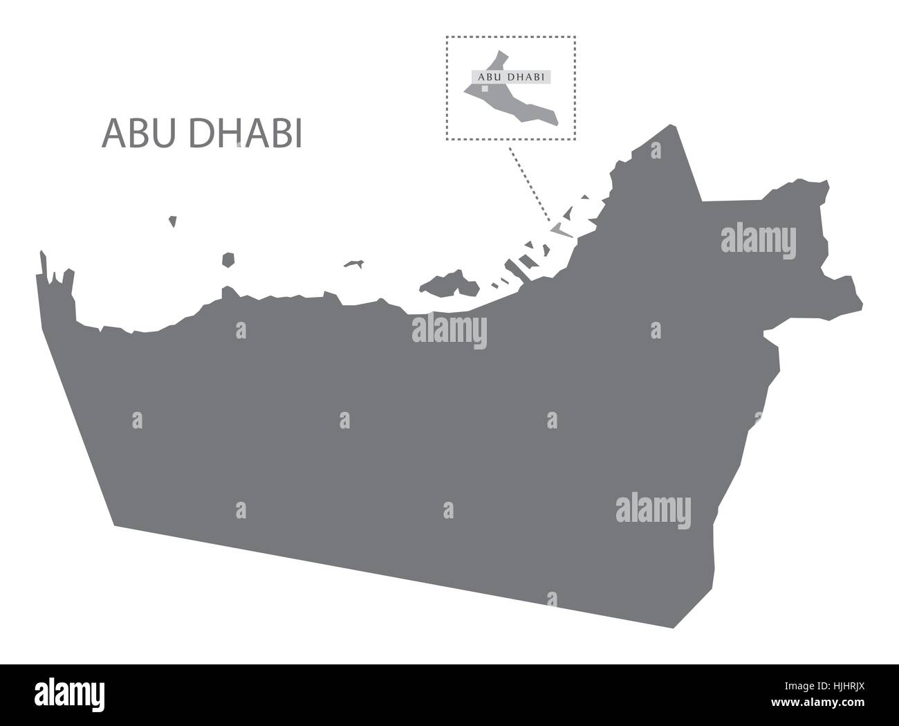 Abu Dhabi Emirati Arabi Uniti mappa in grigio Illustrazione Vettoriale