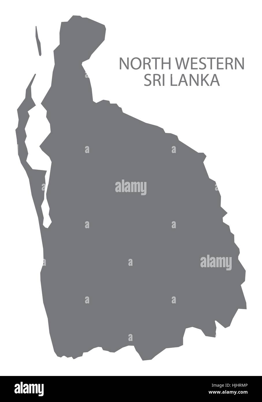 North Western Sri Lanka mappa in grigio Illustrazione Vettoriale