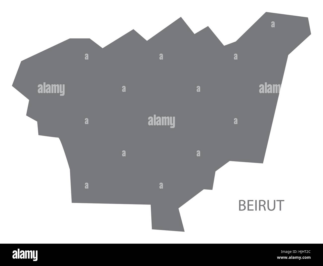 Beirut Libano mappa in grigio Illustrazione Vettoriale