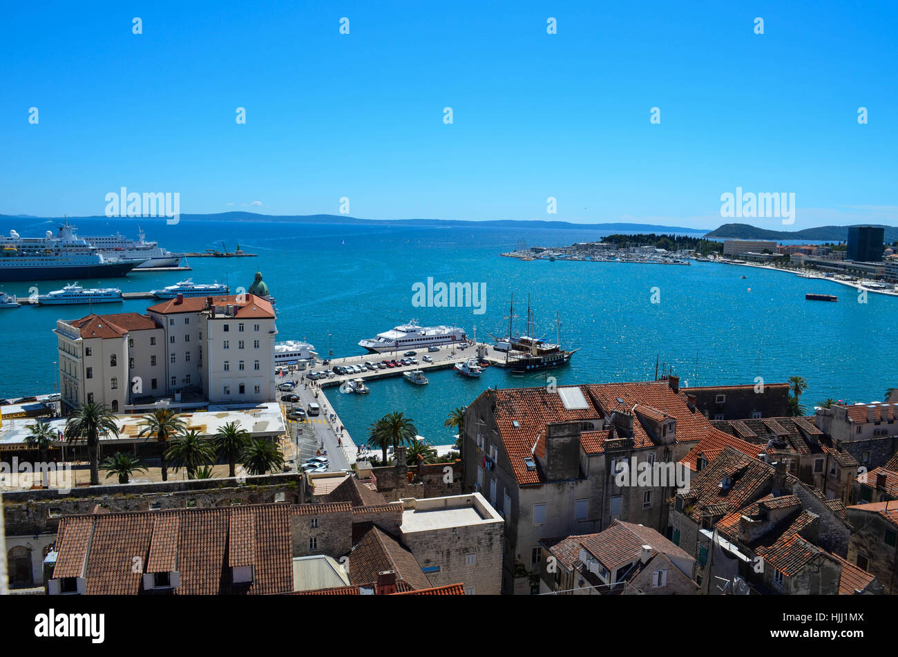 Riviera di Split visto dalla Torre Campanaria Foto Stock