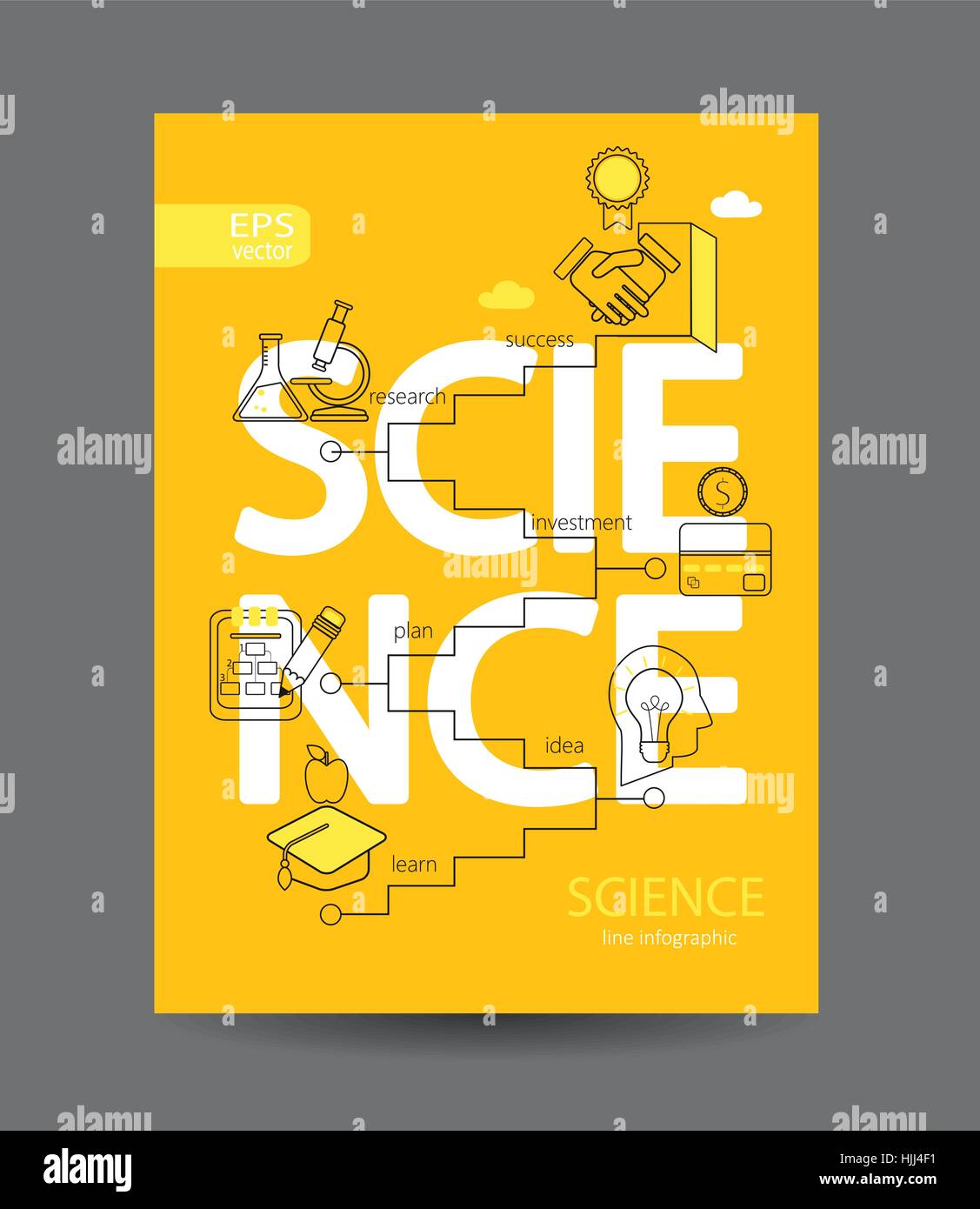 Moderna linea sottile set di icone ed infografico del concetto di scienza. Per il web, internet, applicazioni mobili design di interfaccia. Vettore di corsa il concetto del logo per il web graphi Illustrazione Vettoriale
