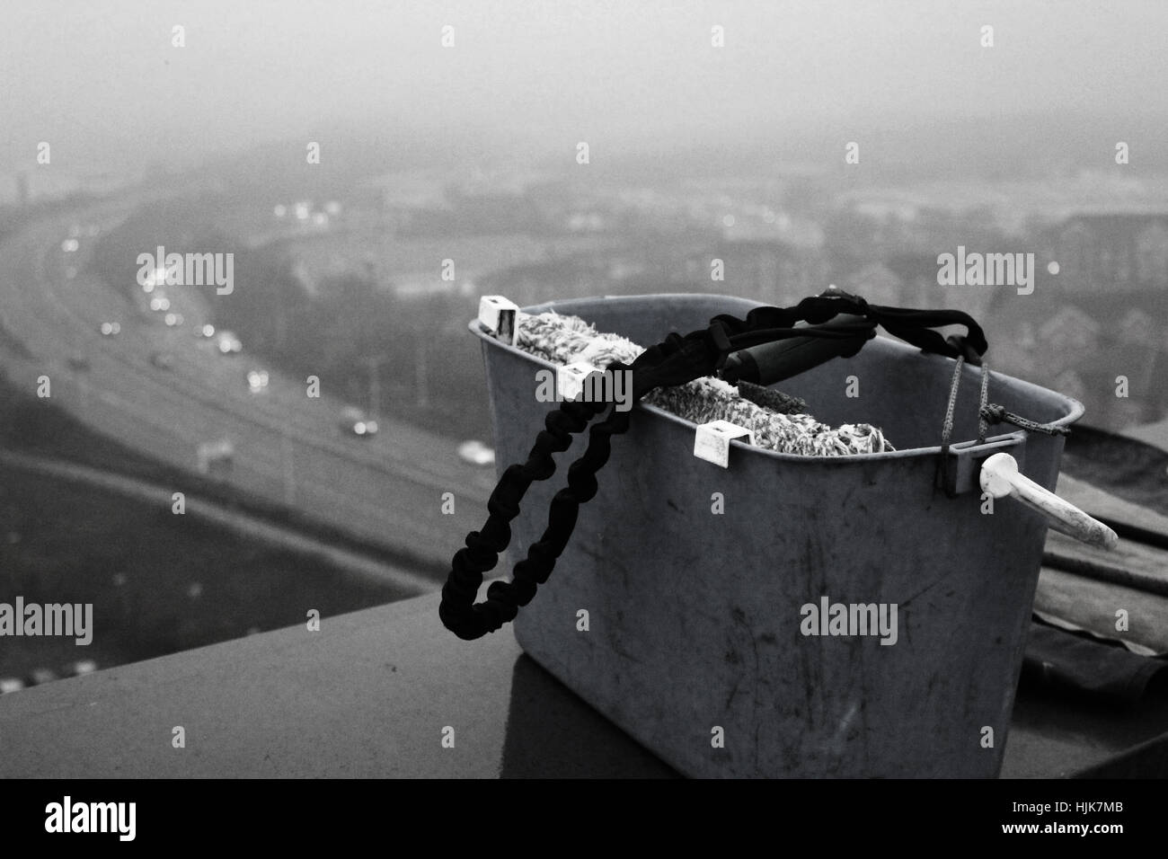 Fotografia documentaria della finestra di Cardiff Società di pulizia Foto Stock