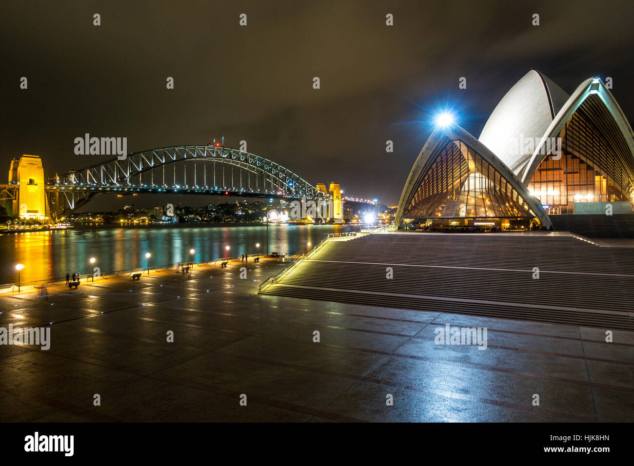 Sydney Opera House di notte Foto Stock