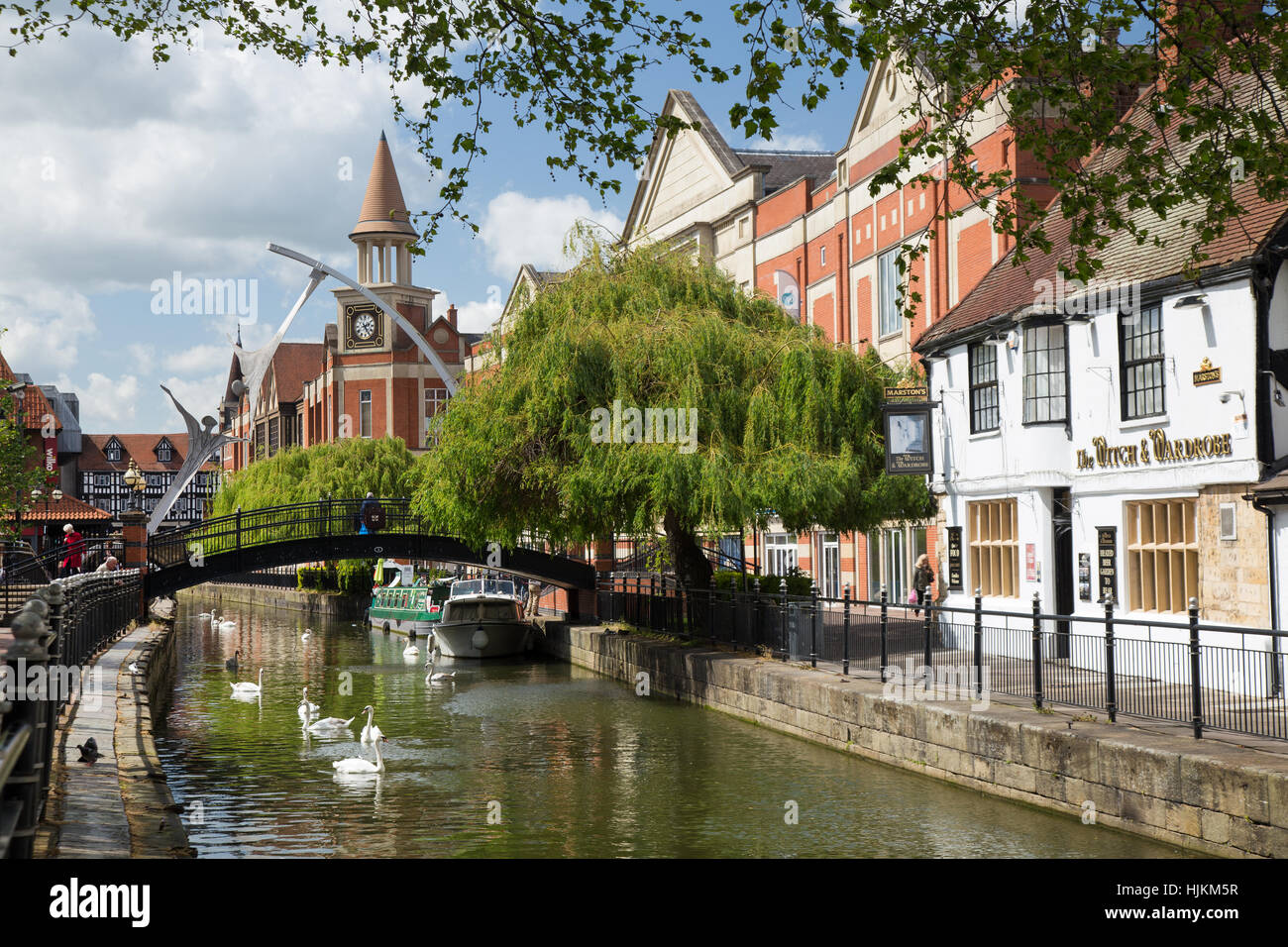 Waterside centro commerciale,Fiume Witham, Lincoln, Lincolnshire, England Regno Unito Foto Stock