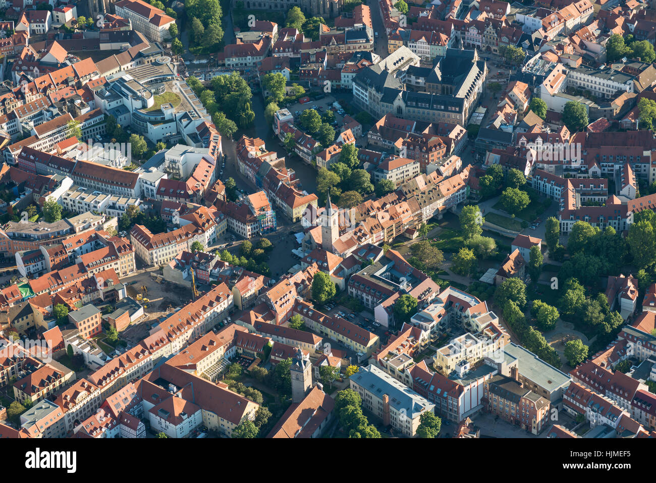 Germania, Erfurt, veduta aerea della città vecchia Foto Stock