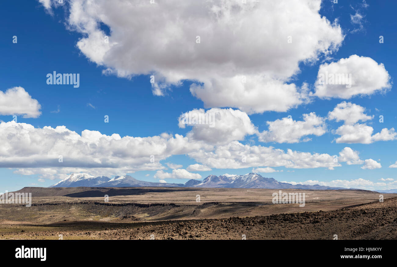 Il Perù, Ande, Patapampa Pass, vulcani Ampato e Sabancaya Foto Stock