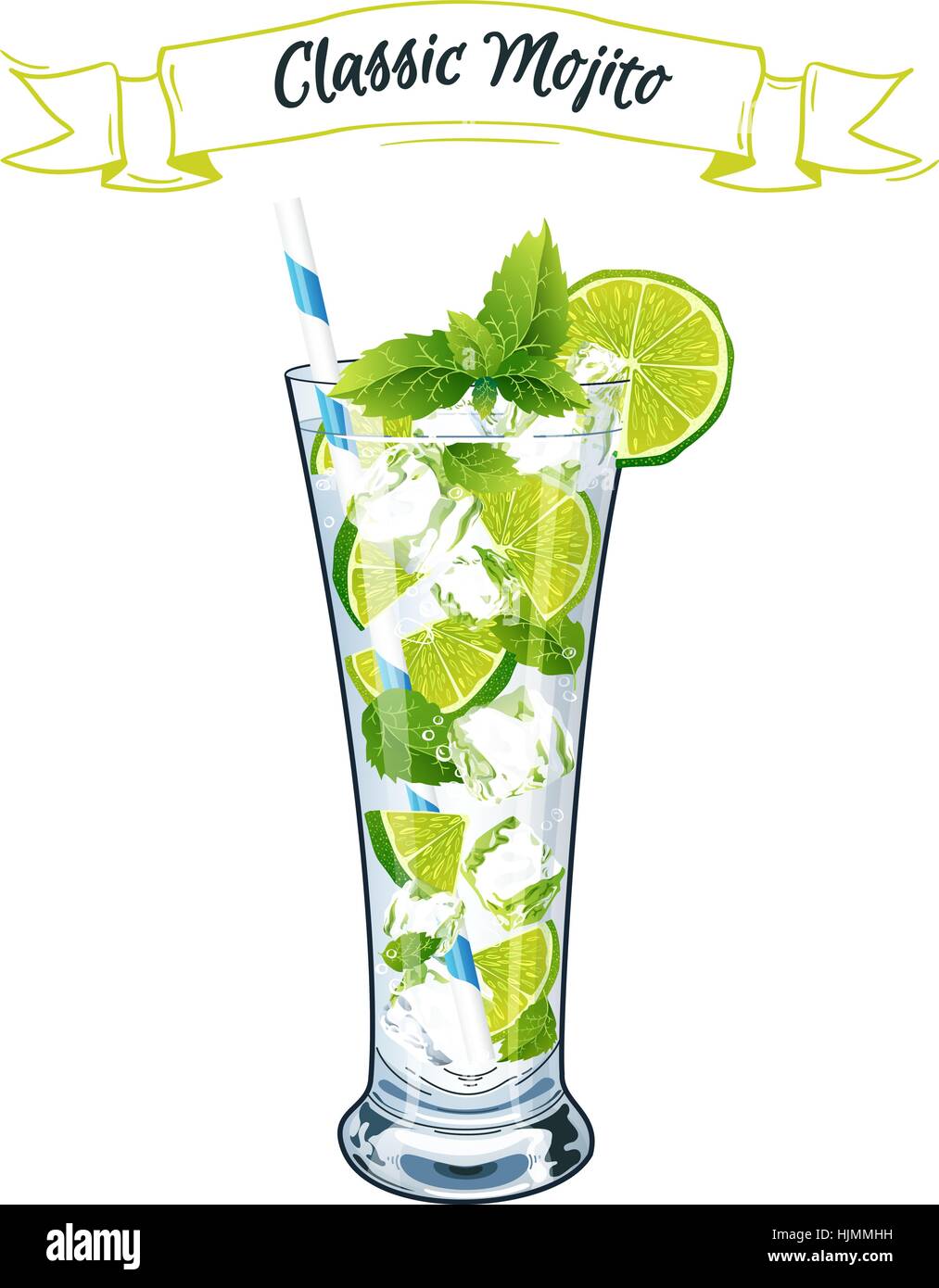 Illustrazione Vettoriale. Cocktail alcolici Mojito. Illustrazione Vettoriale
