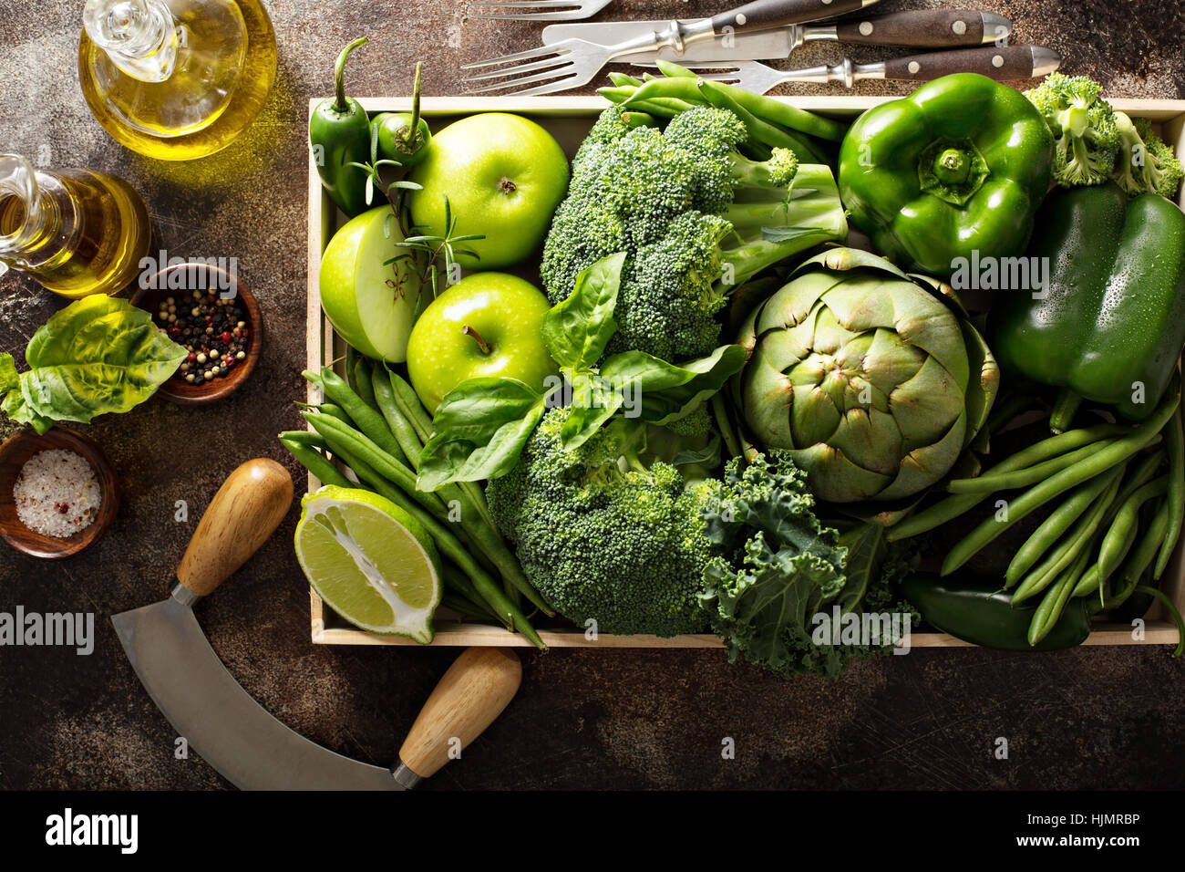Varietà di verdure e frutta Foto Stock