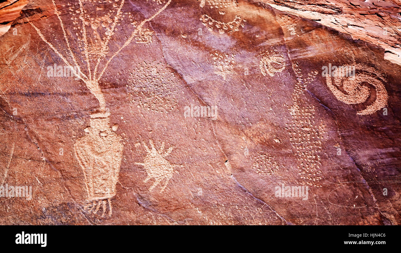 Incisioni rupestri in Dinosaur National Monument, Utah, Stati Uniti d'America. Foto Stock