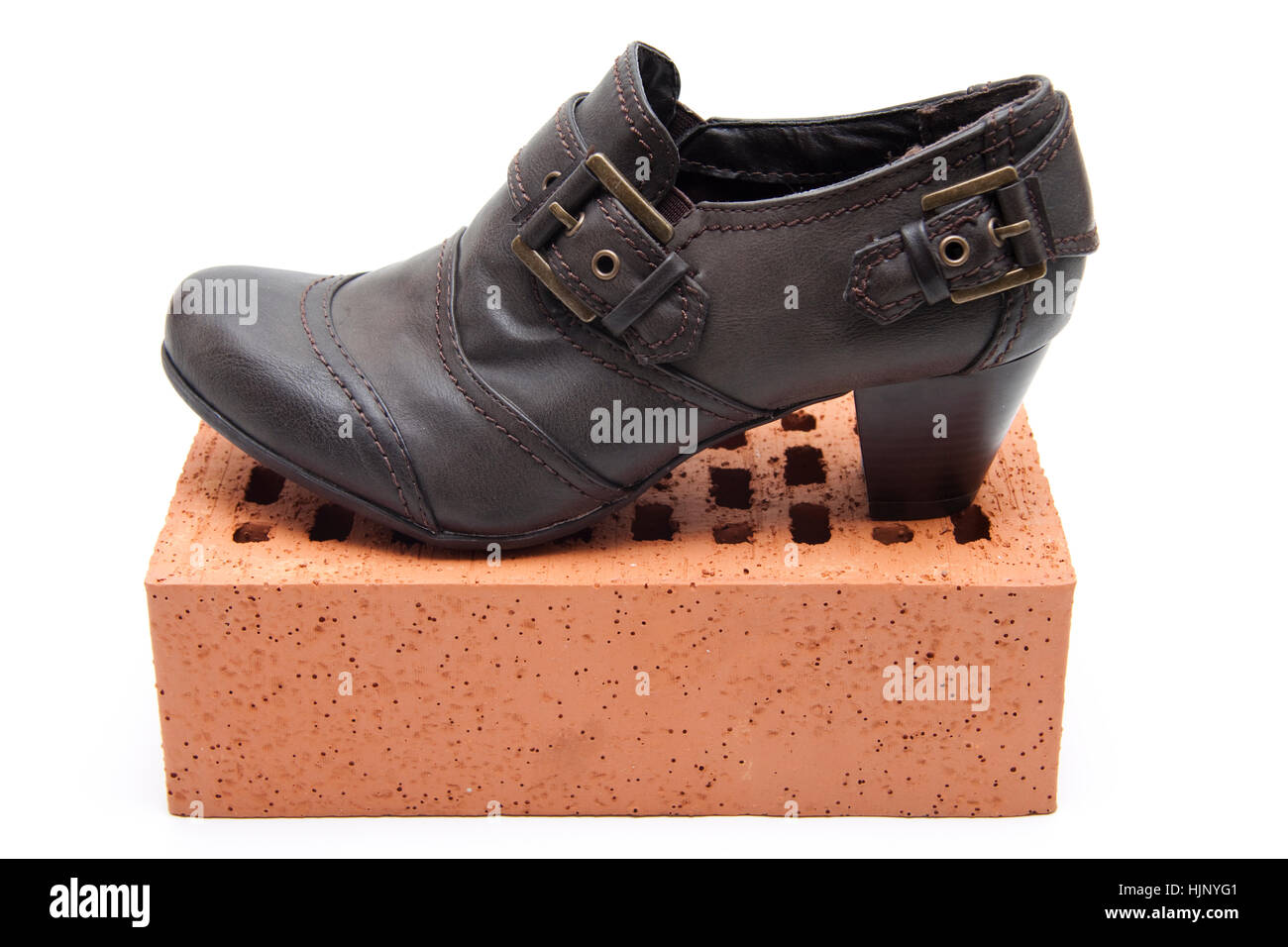 Tallone, scarpe e stivali, scarpe, pietra, conveniente, suola, decorazione, tacco, fibbia, Foto Stock