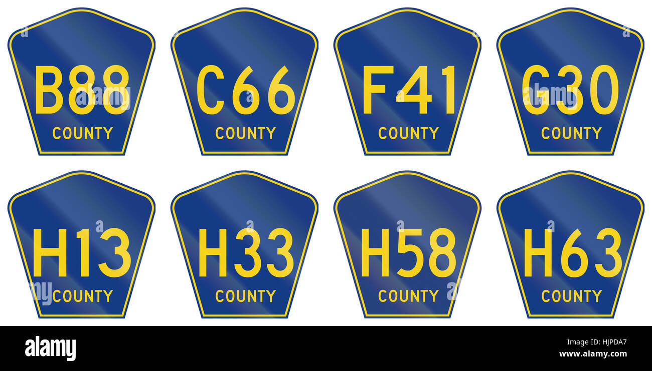 Raccolta di Michigan county-designato autostrada scudi. Foto Stock