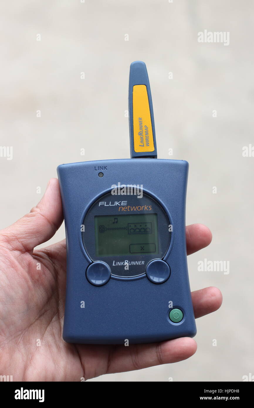 Fluke Networks LinkRunner dispositivo in mano isolato Foto Stock