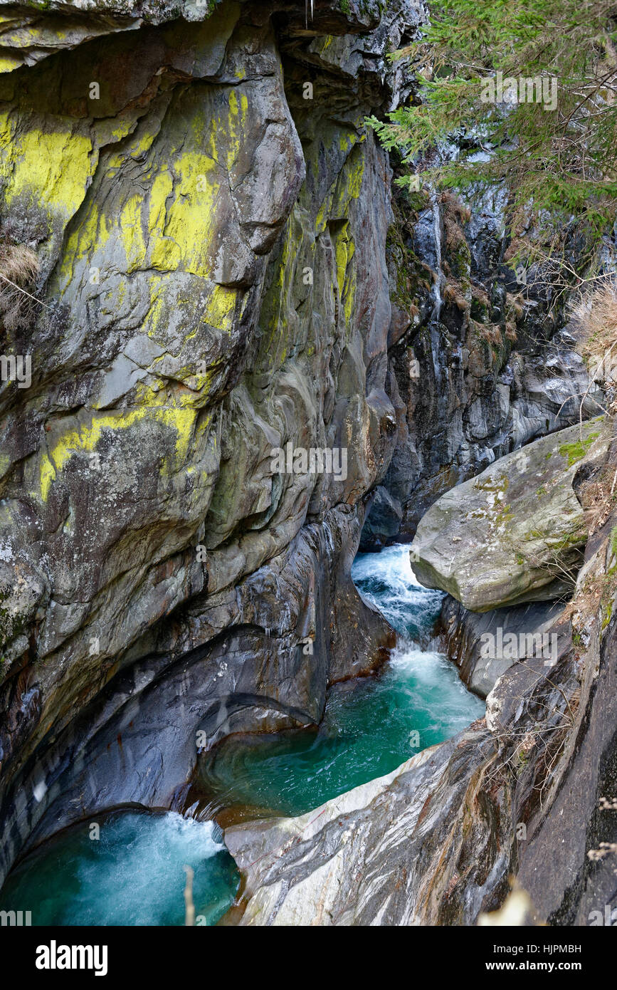 Passer orrido, Moso in Passiria, Passereital, Provincia del Sud Tirolo, Italia Foto Stock