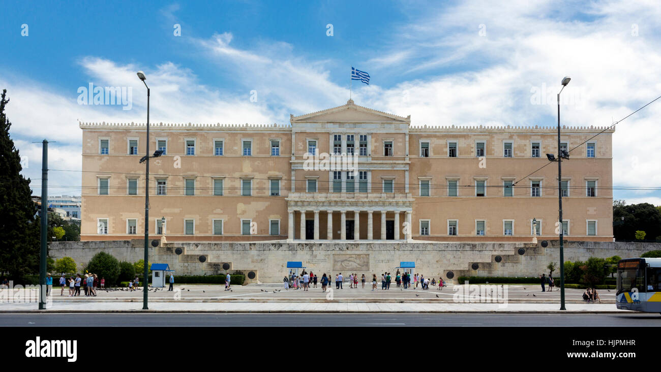 Il Parlamento greco ad Atene, in Grecia. Foto Stock