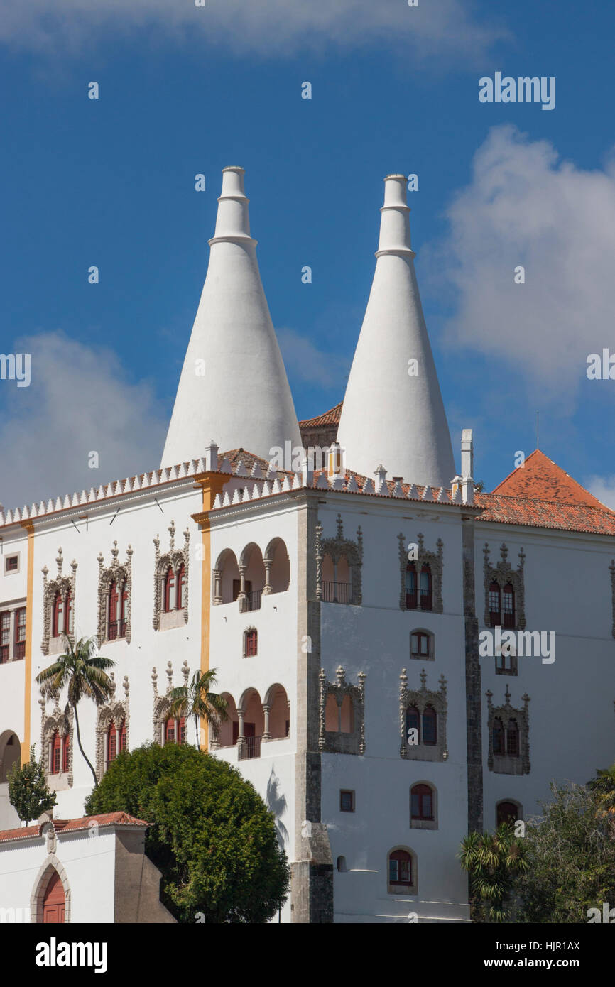 Palazzo Nazionale, Sintra, Sito Patrimonio Mondiale dell'UNESCO, Portogallo Foto Stock