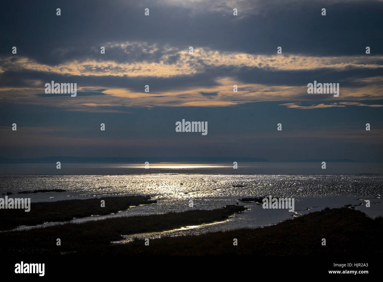 Severn Estuary, da Newport zone umide. Foto Stock