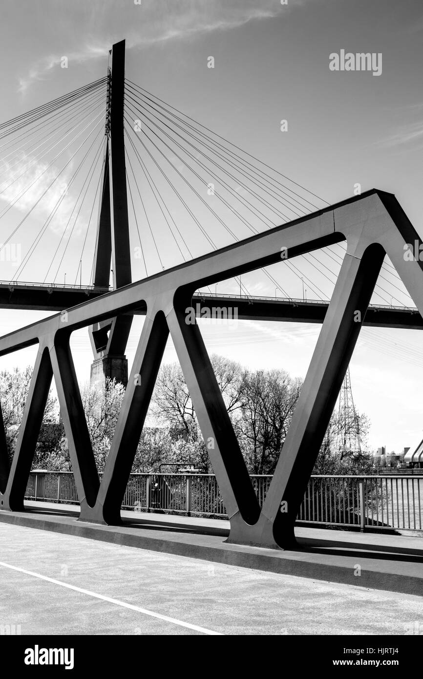 Traffico, trasporto, bridge, il porto di Amburgo, porti, Street, strada, arte, Foto Stock