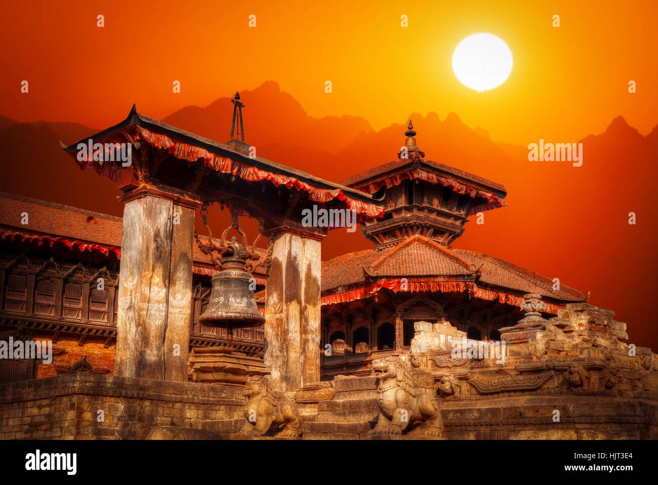 Templi di Durbar Square a Bhaktapur, valey Kathmandu, Nepal. Foto Stock