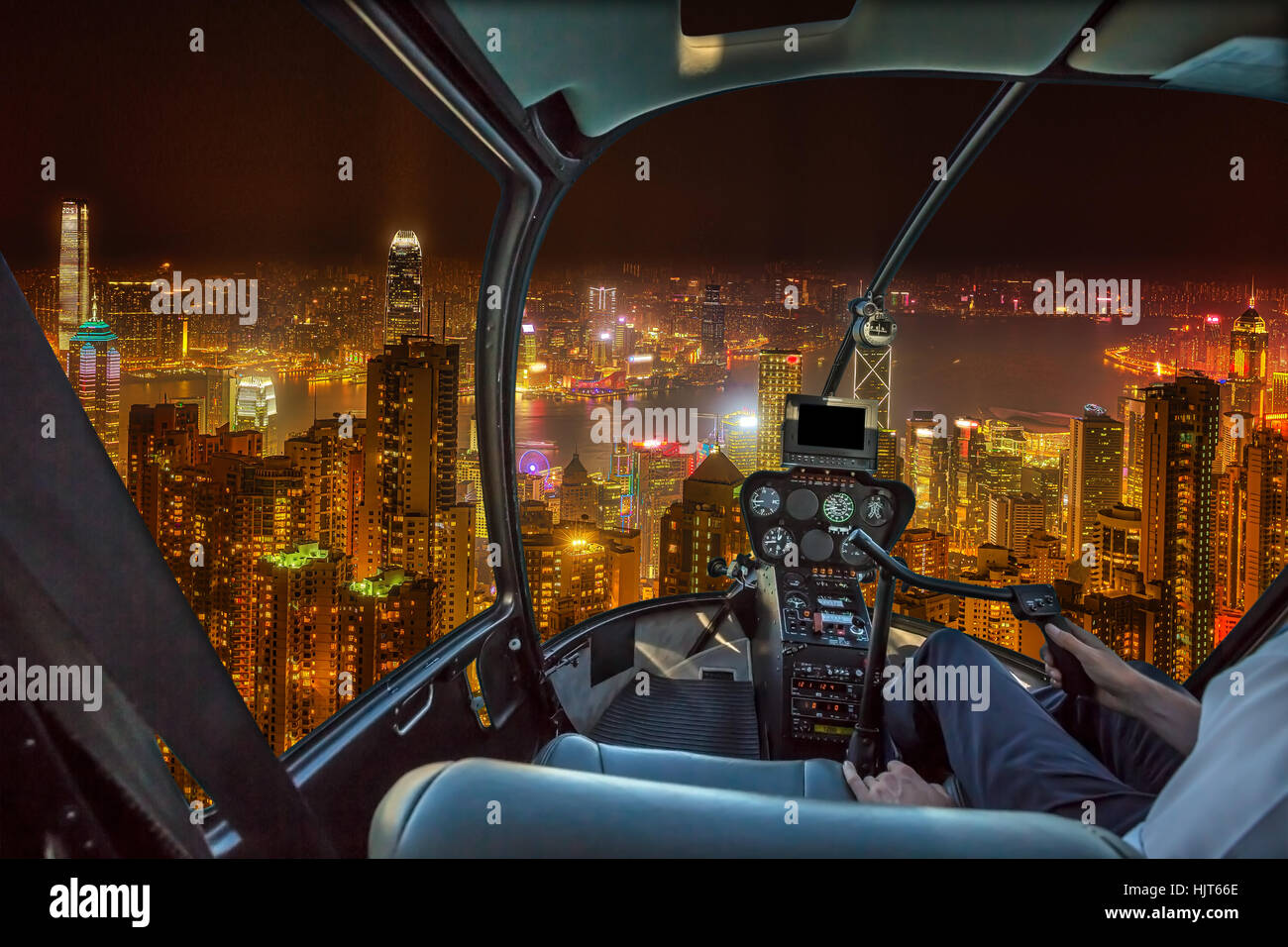 Hong Kong volo notturno Foto Stock