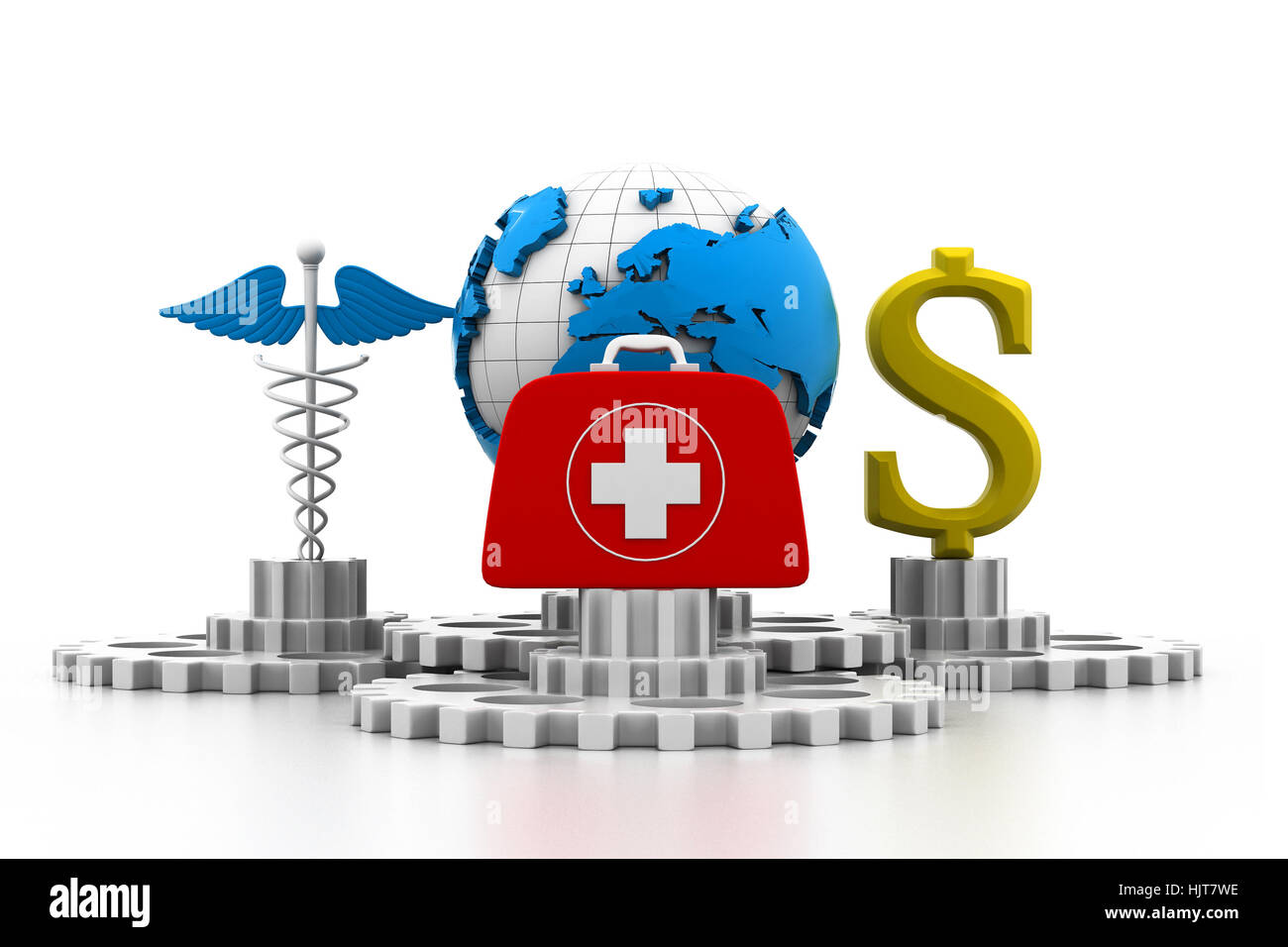 Dollaro, dollari medicalmente, medica, ricerca, ingranaggio, mezzi, agente, medicina, Foto Stock