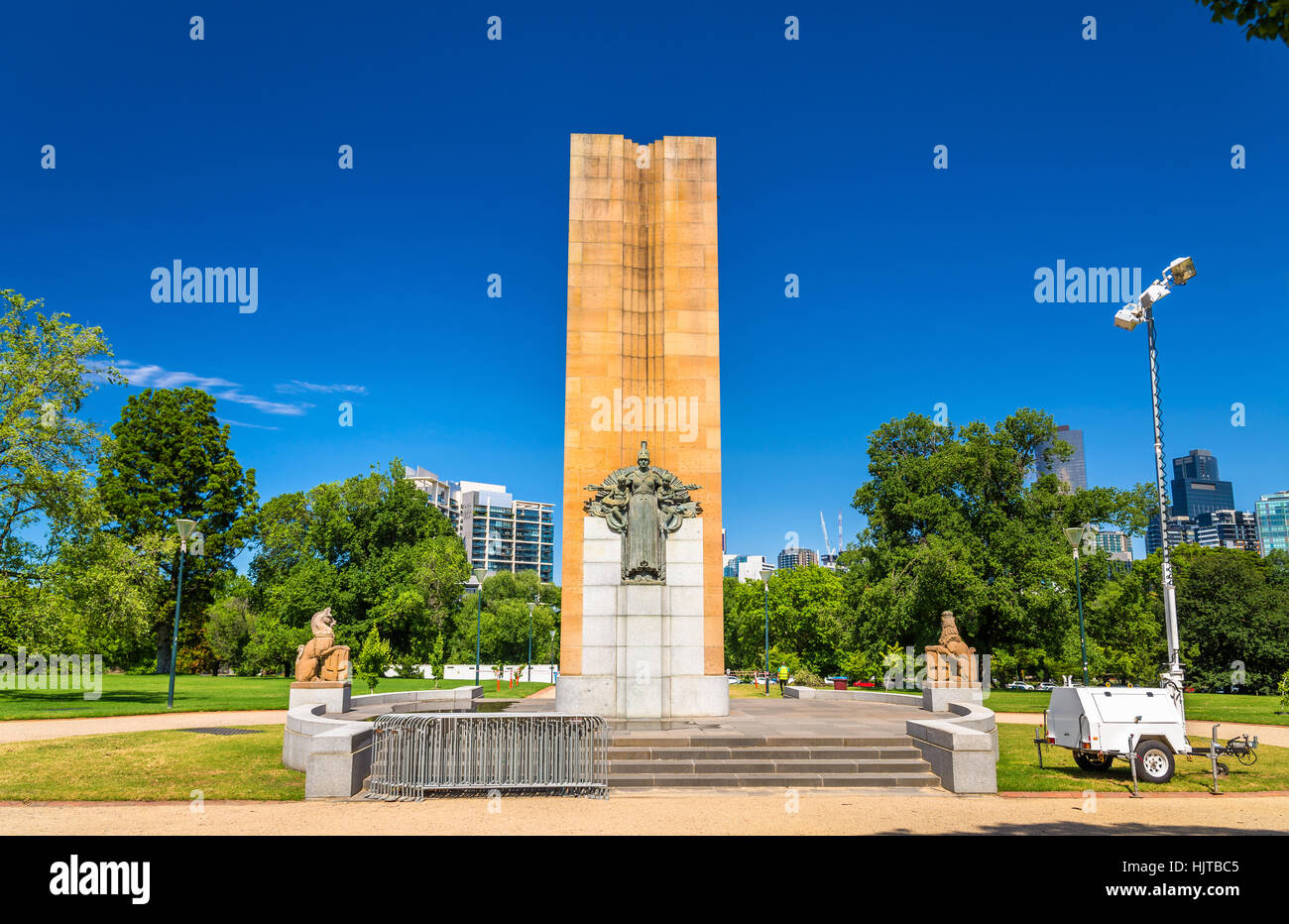 Re Giorgio V Monumento al Kings Domain parklands a Melbourne, Australia Foto Stock