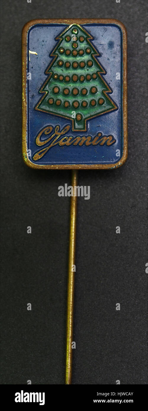 La spilla pubblicitaria C Jamin Kerstboom è stata creata per promuovere il marchio C Jamin, noto per i suoi cioccolatini di alta qualità, soprattutto durante le festività. Foto Stock
