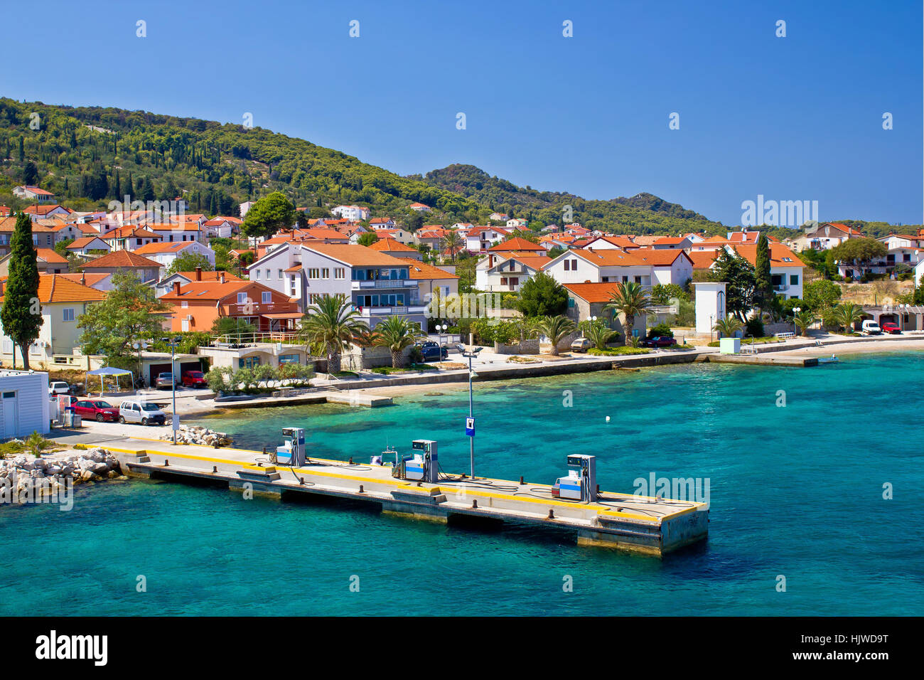 Mare stazione di gas per barche, isola di Ugljan, Croazia Foto Stock