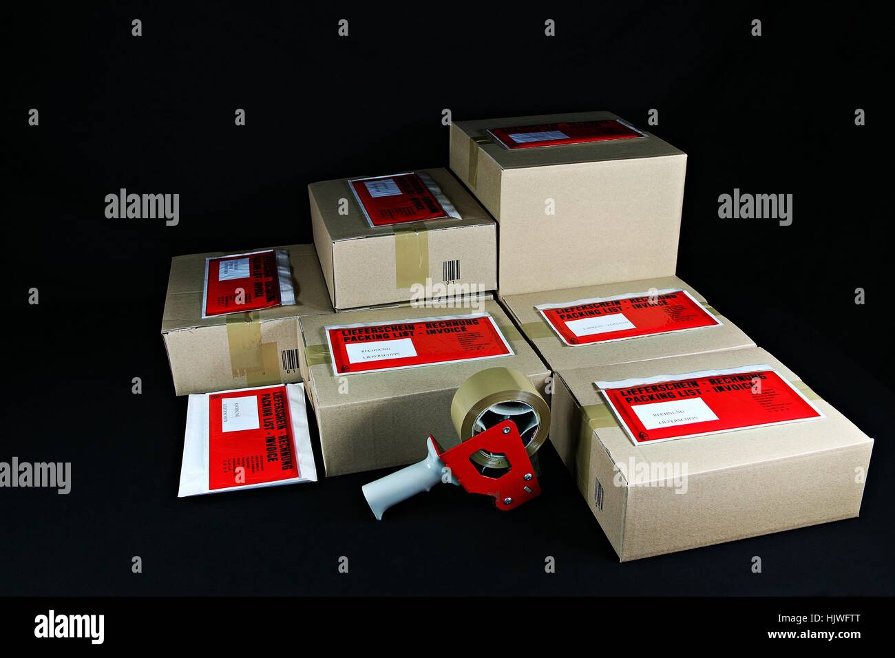 Parcel, mail parcel service, pacchetti, confezioni, posta, telefono, telefono, Foto Stock