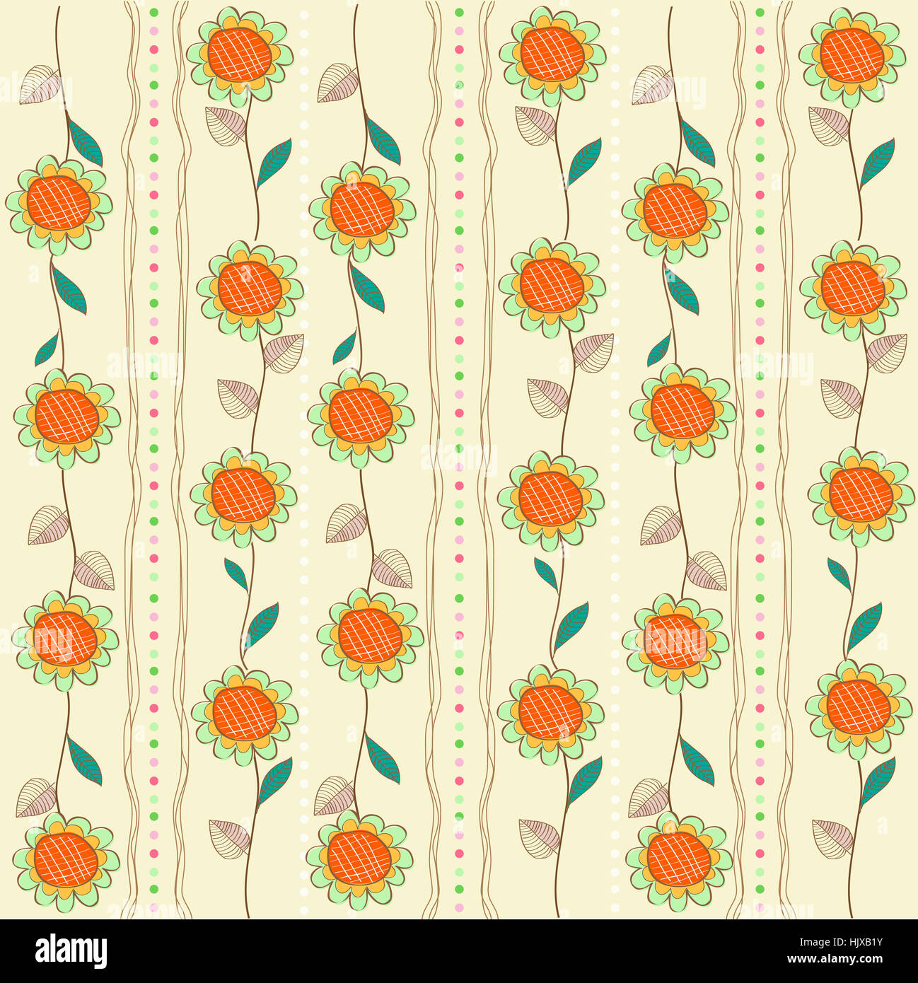 Flower, impianti nuovi, ornamento, decorazione, sfondo, piastrelle, stilizzata, bella, Foto Stock