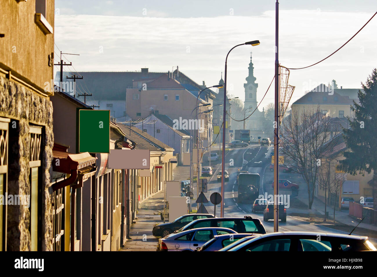 Città di Bjelovar strade invernali, Bilogora regione Foto Stock