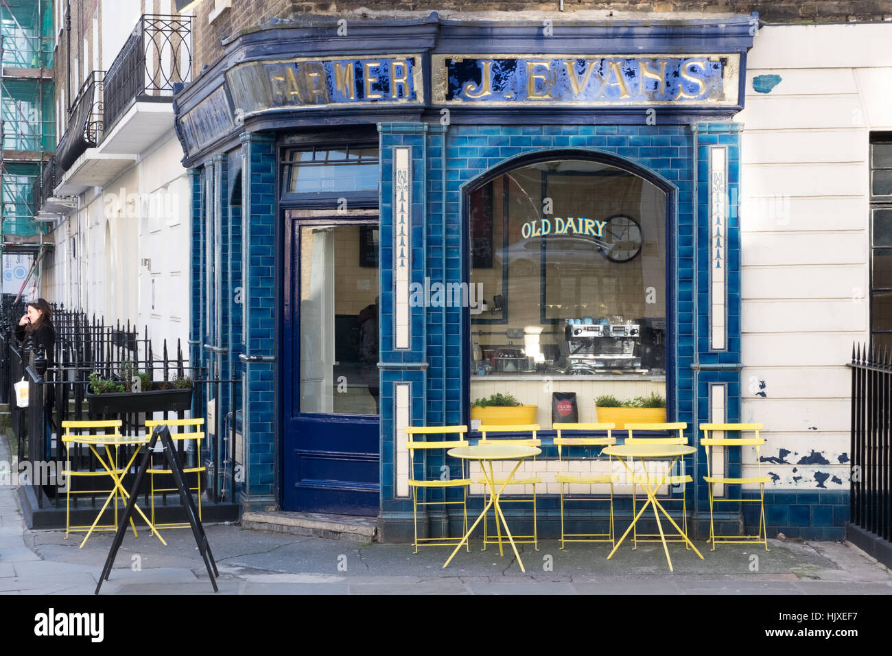 Vecchia latteria cafe, Conway Street, Fitzrovia, London, Regno Unito Foto Stock