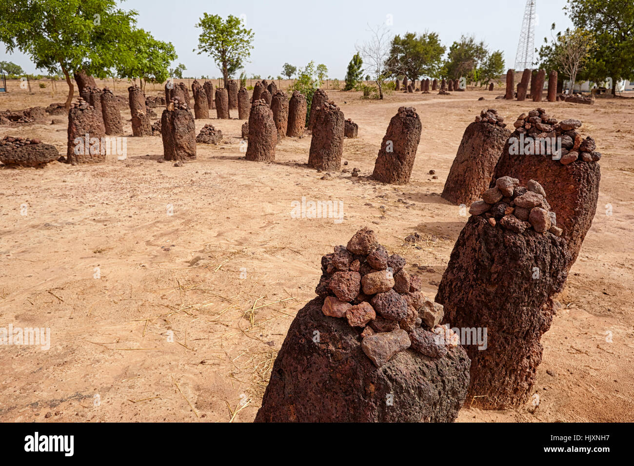 Wassu circoli di pietra, sito Patrimonio Mondiale dell'UNESCO, il Gambia, Africa Foto Stock