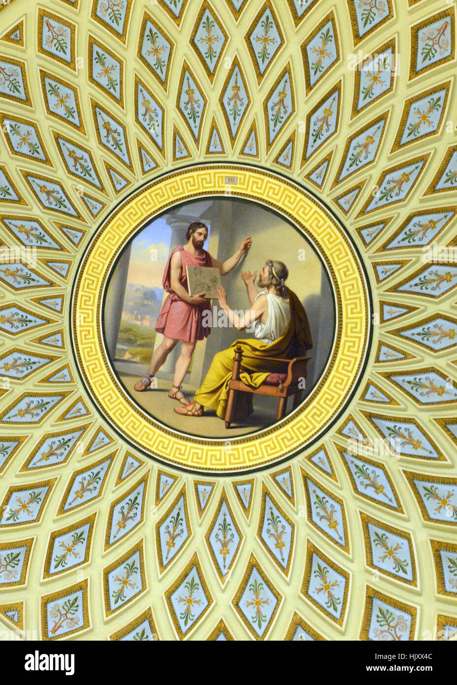 Soffitto in rilievo Heritage Museum San Pietroburgo nella Grande Galleria della storia della pittura antica Foto Stock