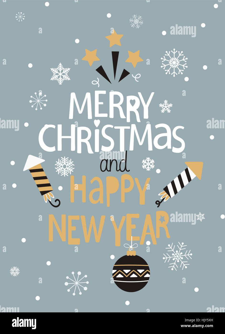 Natale biglietto di auguri. Buon Natale e felice anno nuovo lettering. Illustrazione Vettoriale. Illustrazione Vettoriale