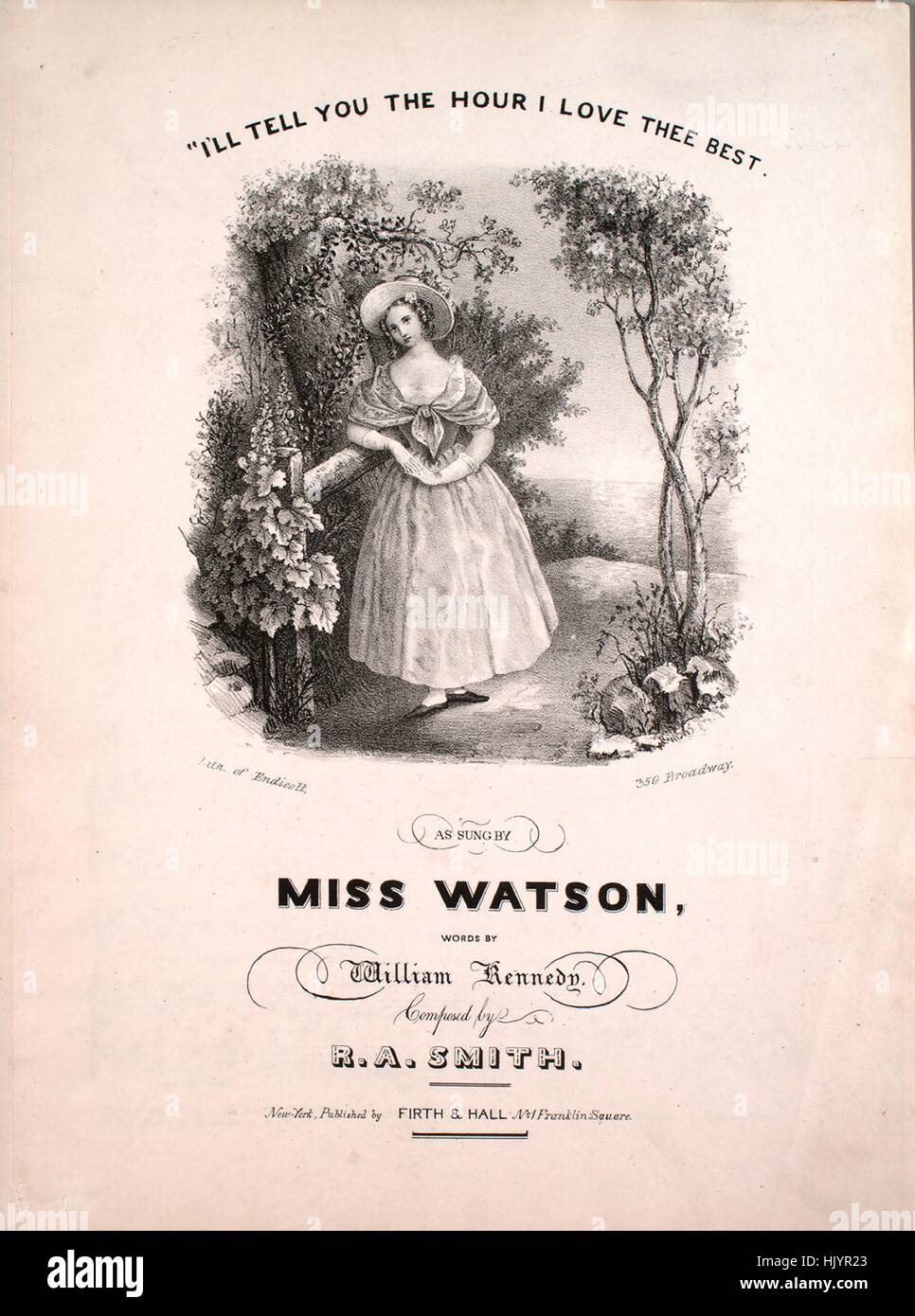 Foglio di musica immagine copertina della canzone "ti dico ora io ti amo migliori", con paternitã originale lettura delle note "Parole da William Kennedy composto da RA Smith', Stati Uniti, 1835. L'editore è elencato come 'Firth e Hall, No. 1 Franklin Square', la forma della composizione è 'strofico con chorus', la strumentazione è 'pianoforte e voce", la prima linea recita "ti dico ora io amo i migliori", e l'illustrazione artista è elencato come "lith. Di Endicott, 359 Broadway'. Foto Stock