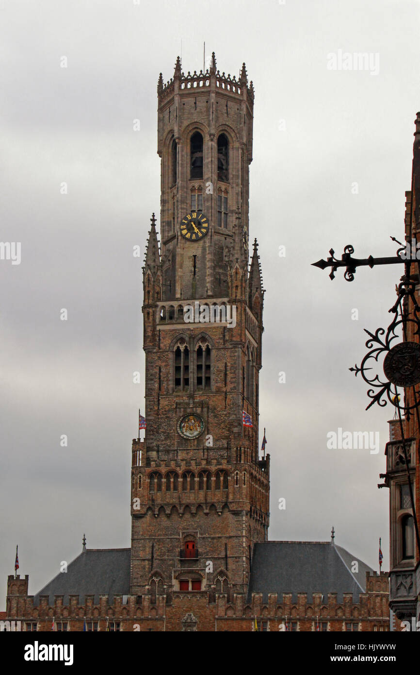 Belgio, Belfry, emblema, Fiandre, bruges, Torre Europa, Belgio, Belfry, Foto Stock