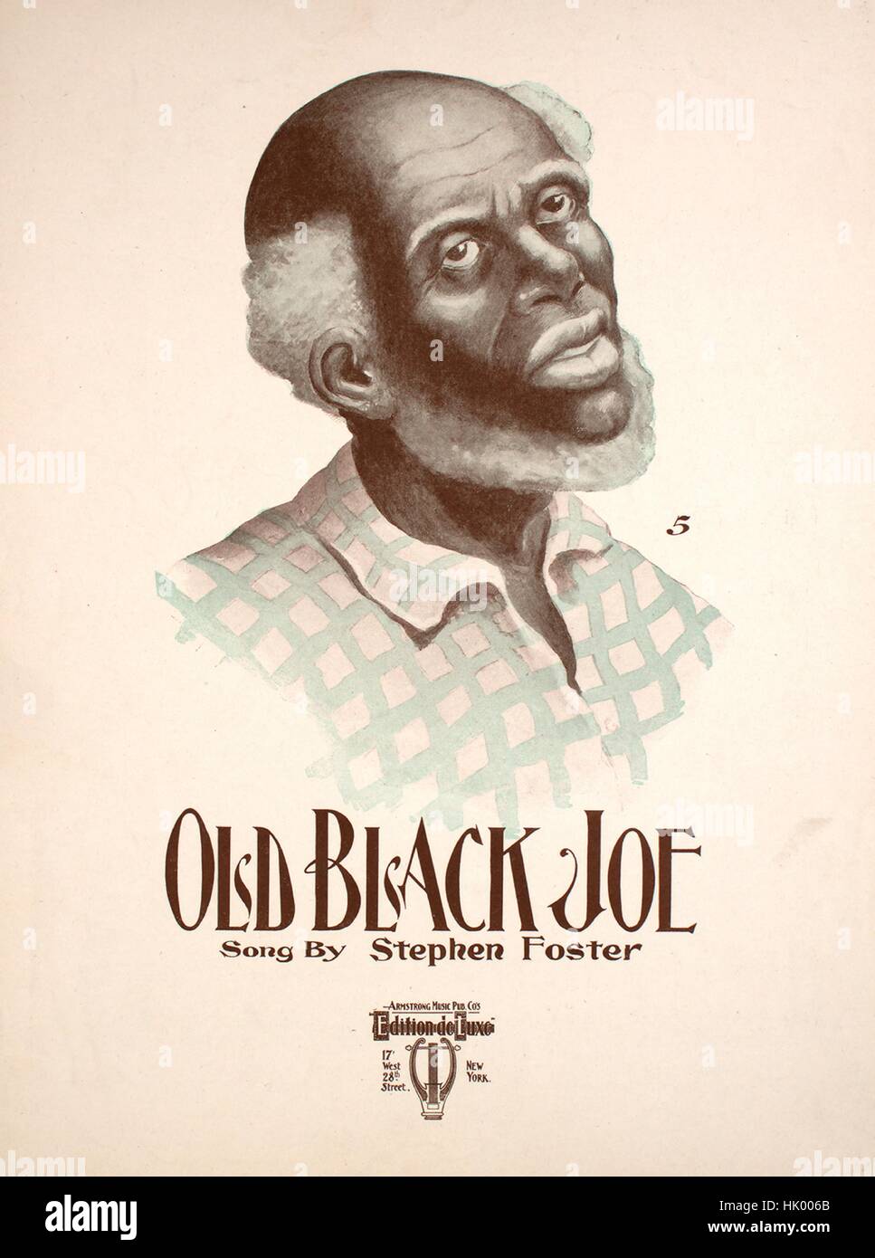 Foglio di musica immagine copertina della canzone "Promuovere le melodie di n49 Old Black Joe', con paternitã originale lettura delle note " scritto e composto da Stephen Foster C', Stati Uniti, 1900. L'editore è elencato come 'Armstrong musica Pub. Co della edizione de Luxe, 17 West 28th Street', la forma della composizione è 'strofico con chorus', la strumentazione è 'pianoforte e voce (solista e coro satb)', la prima linea recita "sono passati i giorni in cui il mio cuore era giovane e gay", e l'illustrazione artista è elencato come 'E.A. Stege Co. Lastre Litografiche. e l'ing. New York'. Foto Stock