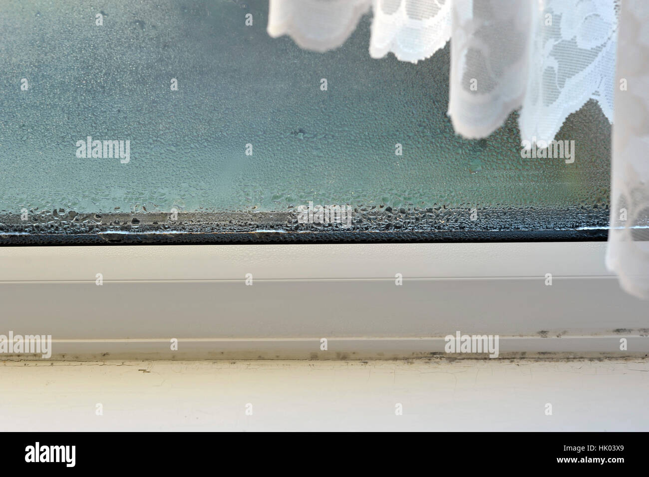 La formazione di condensa e umidità e muffa problema all'interno di  finestre a doppi vetri Foto stock - Alamy