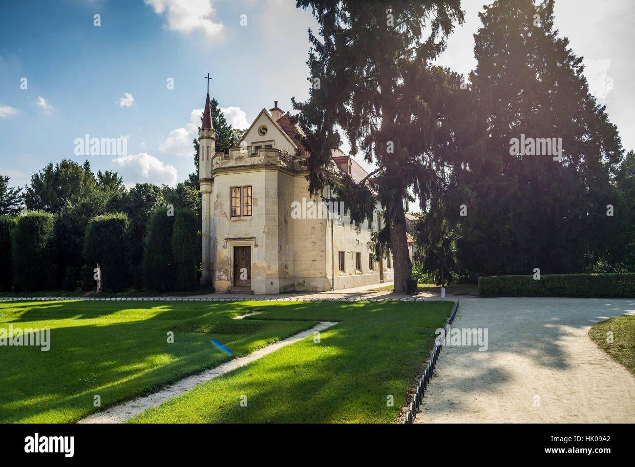 Il castello di Lednice, Repubblica Ceca, Europa Foto Stock