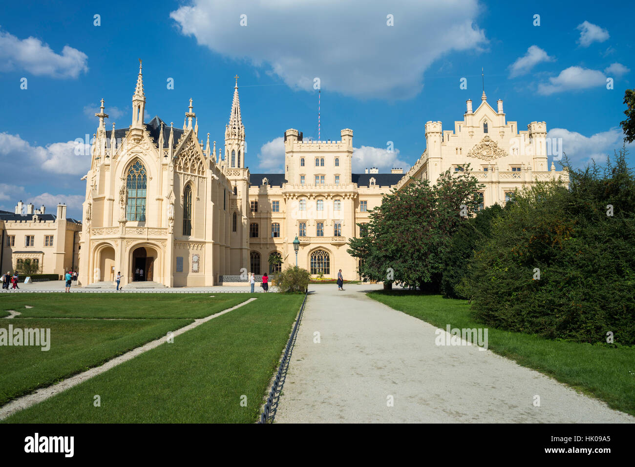 Il castello di Lednice, Repubblica Ceca, Europa Foto Stock