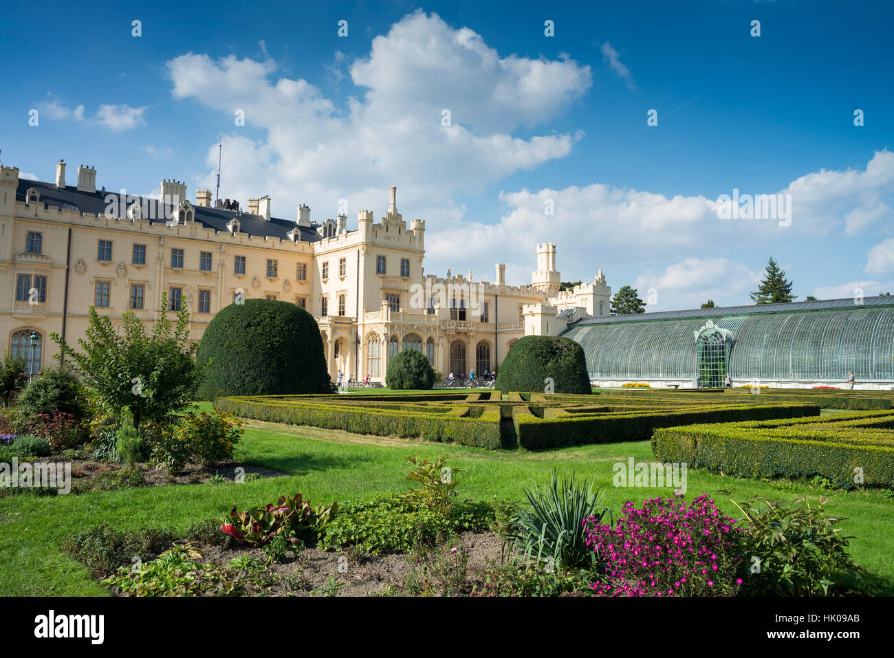 Il castello di Lednice, Repubblica Ceca, Europa Foto Stock