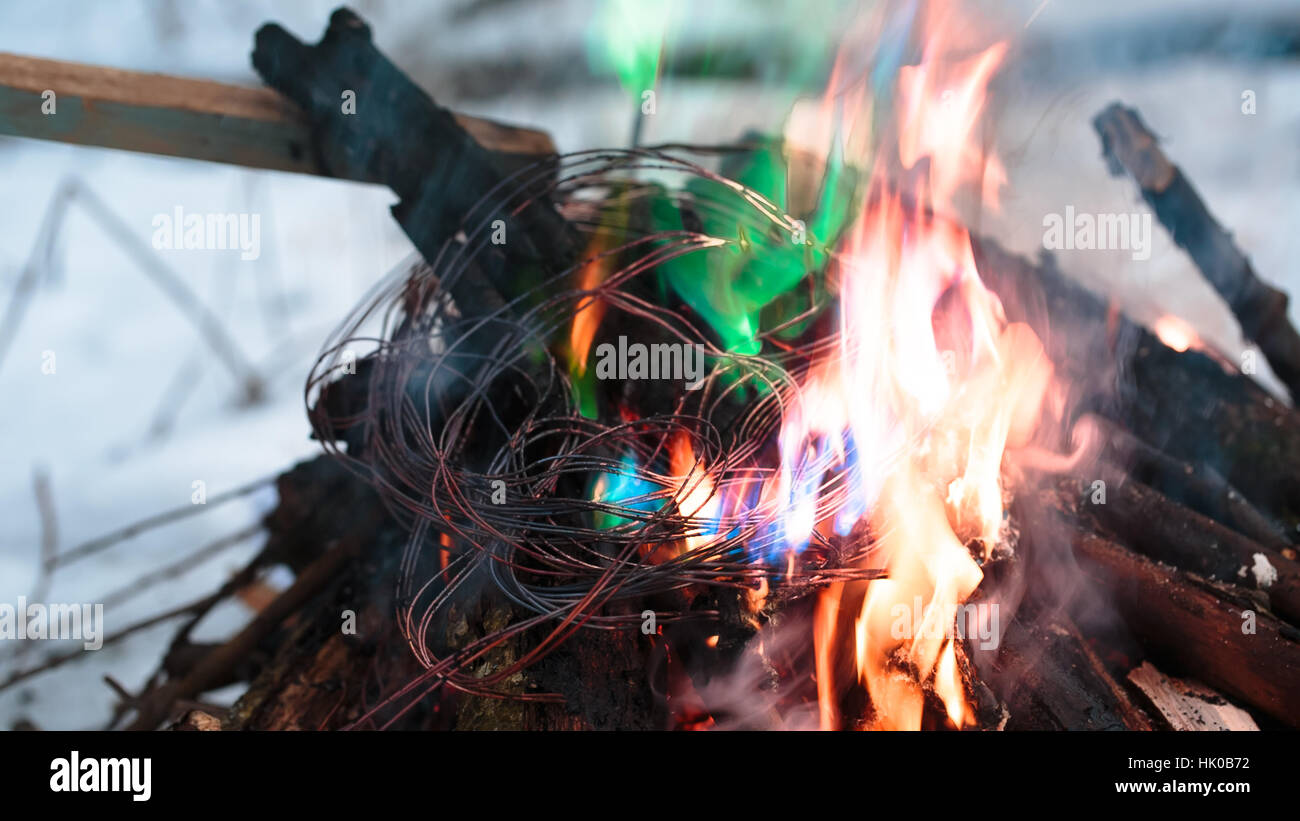 Filo di cottura a fuoco Foto Stock
