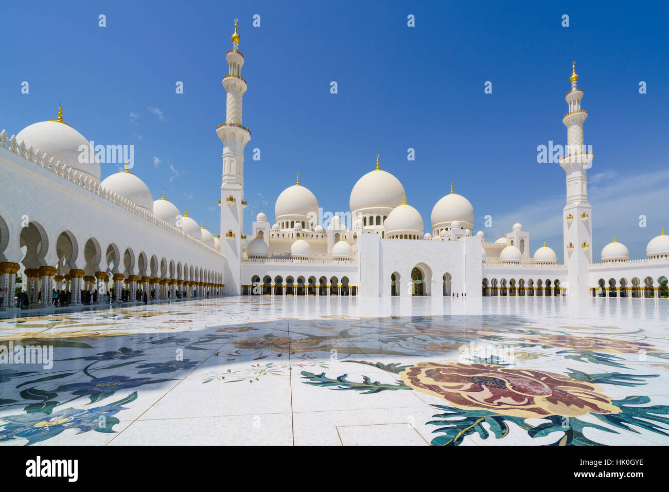 Sheikh Zayed Grande Moschea di Abu Dhabi, Emirati Arabi Uniti, Medio Oriente Foto Stock