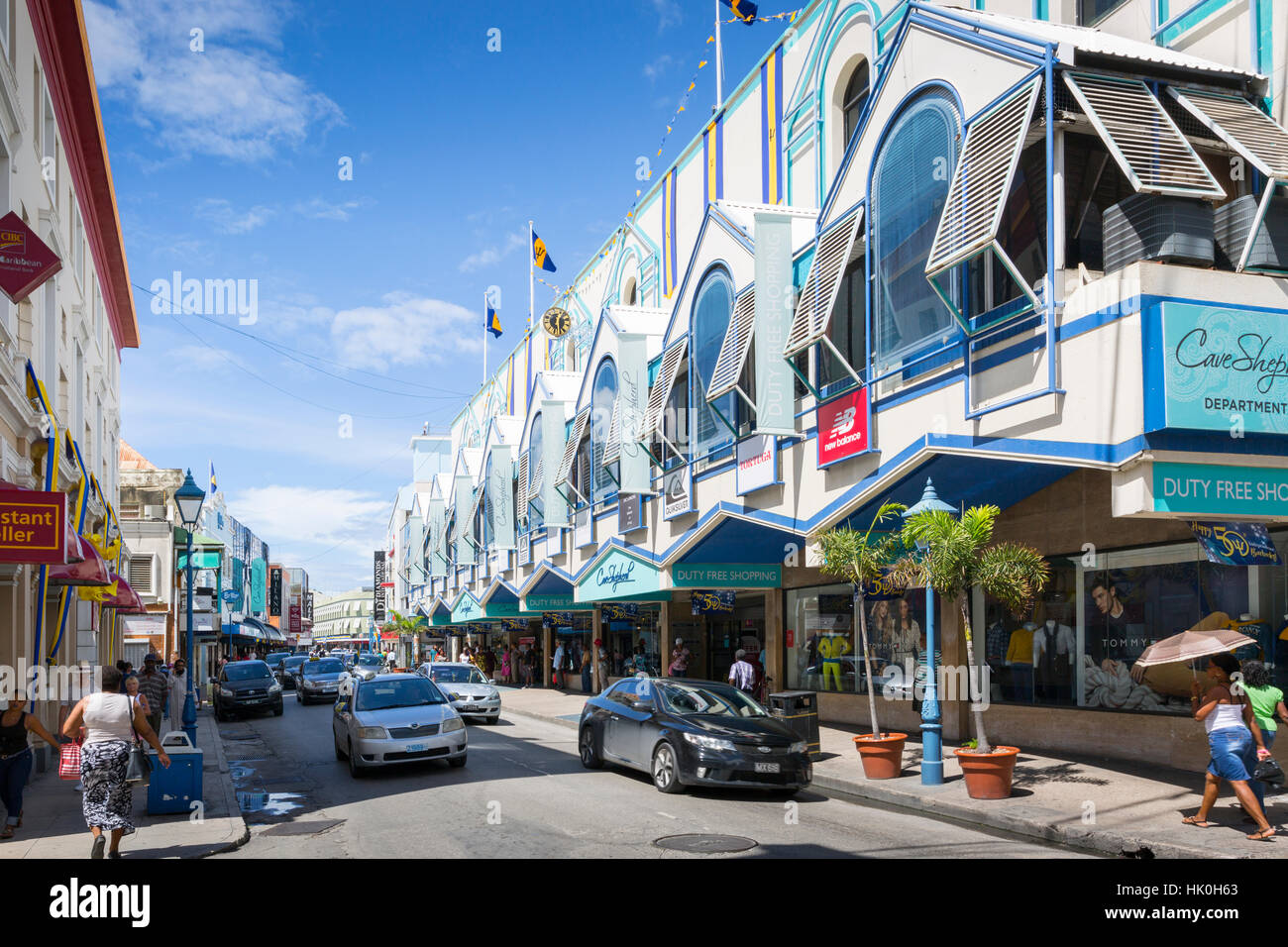 Architettura su Broad Street, Bridgetown, San Michele, Barbados, West Indies, dei Caraibi e America centrale Foto Stock