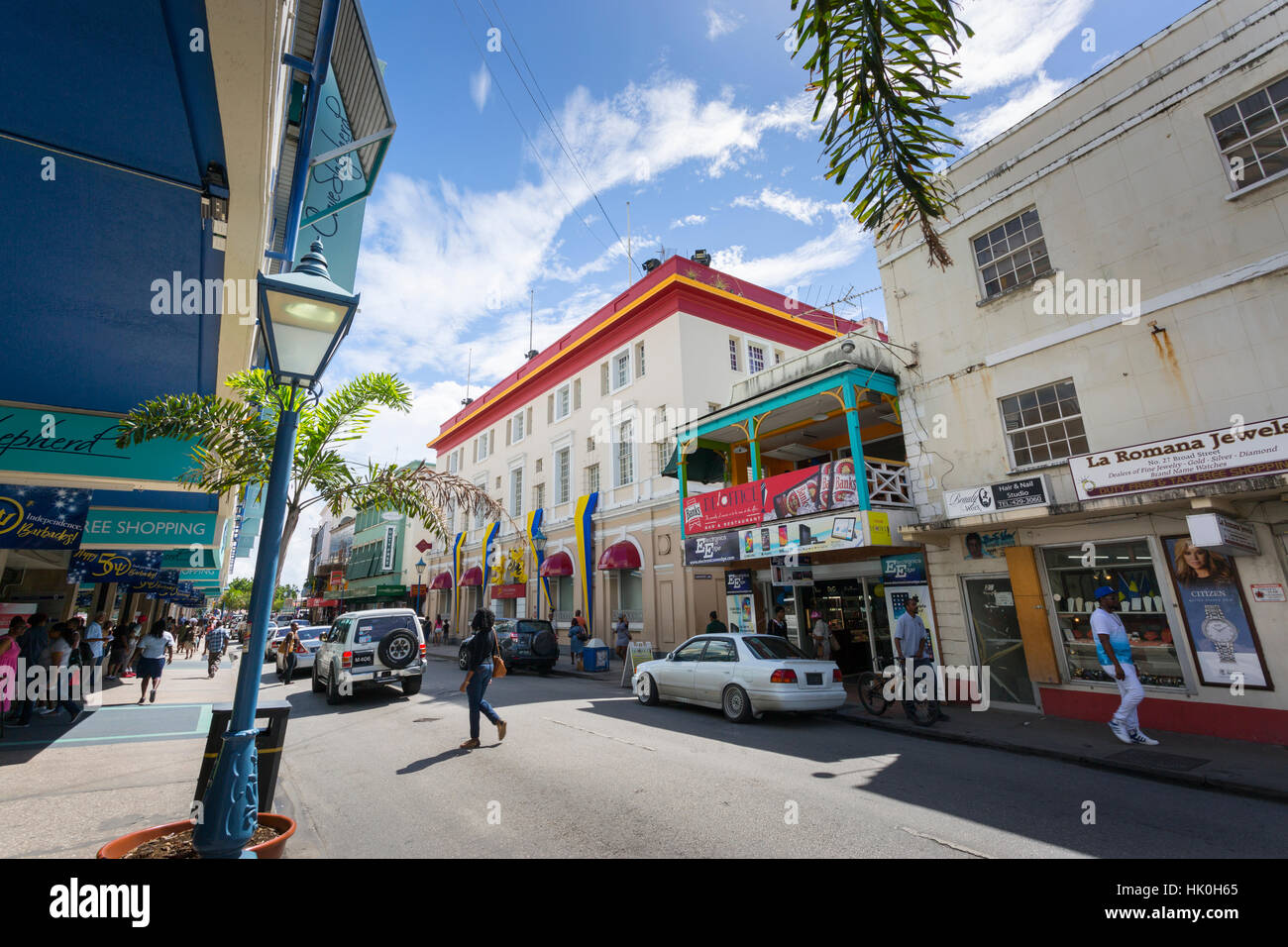 Architettura su Broad Street, Bridgetown, San Michele, Barbados, West Indies, dei Caraibi e America centrale Foto Stock