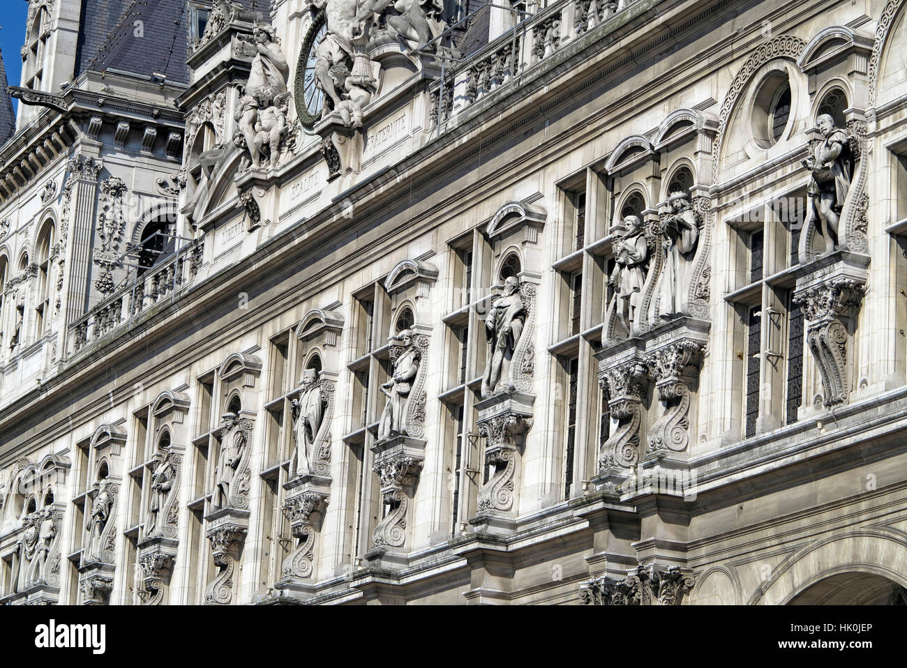 Francia, Parigi, 4° arrondissement, facciata dell'Hotel de Ville. Foto Stock