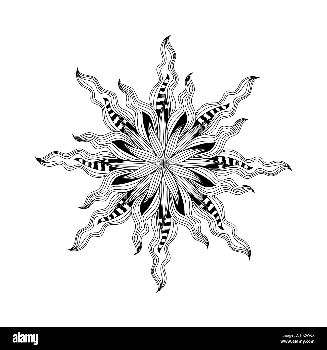 Mandala. Bianco e nero ornamento rotondo. Pagina di colorazione. Illustrazione Vettoriale Illustrazione Vettoriale