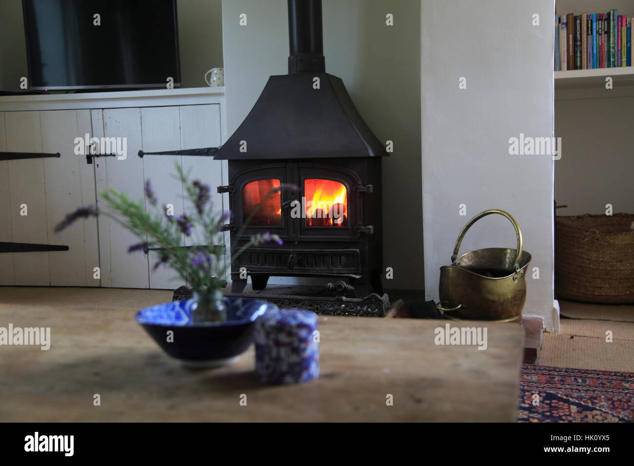Stufa domestica caldo fuoco di carbone in ambito domestico home, REGNO UNITO Foto Stock