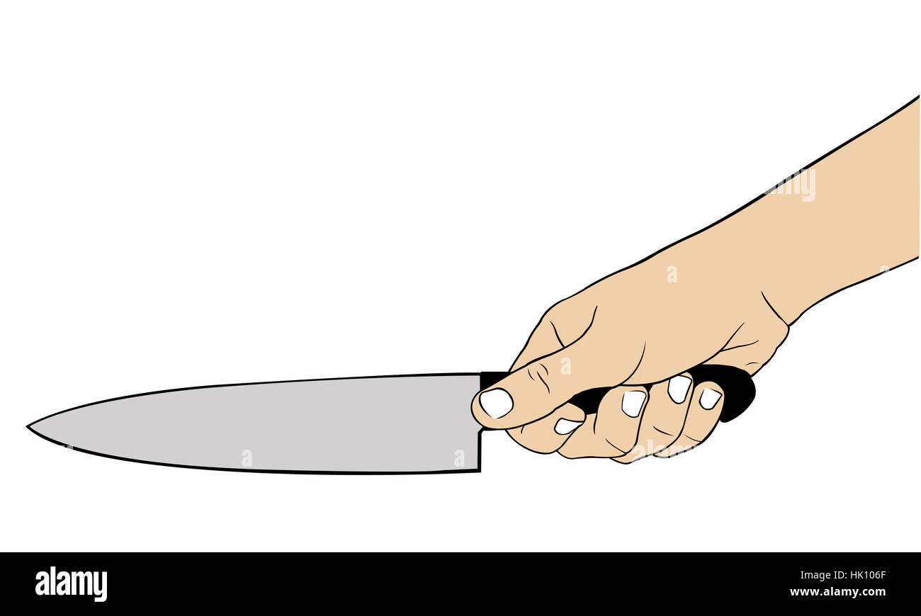 Illustrazione di una mano con il coltello Foto Stock