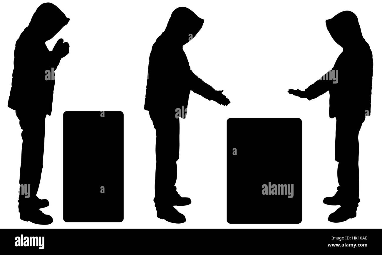 Sagome di persone un riscaldamento di fire isolato Foto Stock